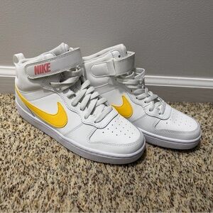 Nike High-Top Sneakers in White, Yellow, Pink